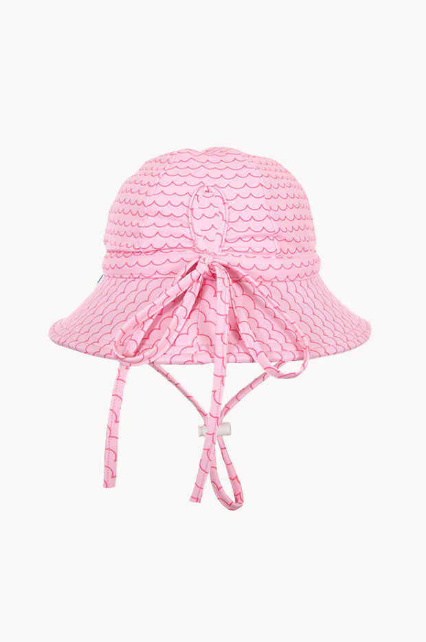 Girls Pink Waves Wide Brim Swim Hat - Image 2
