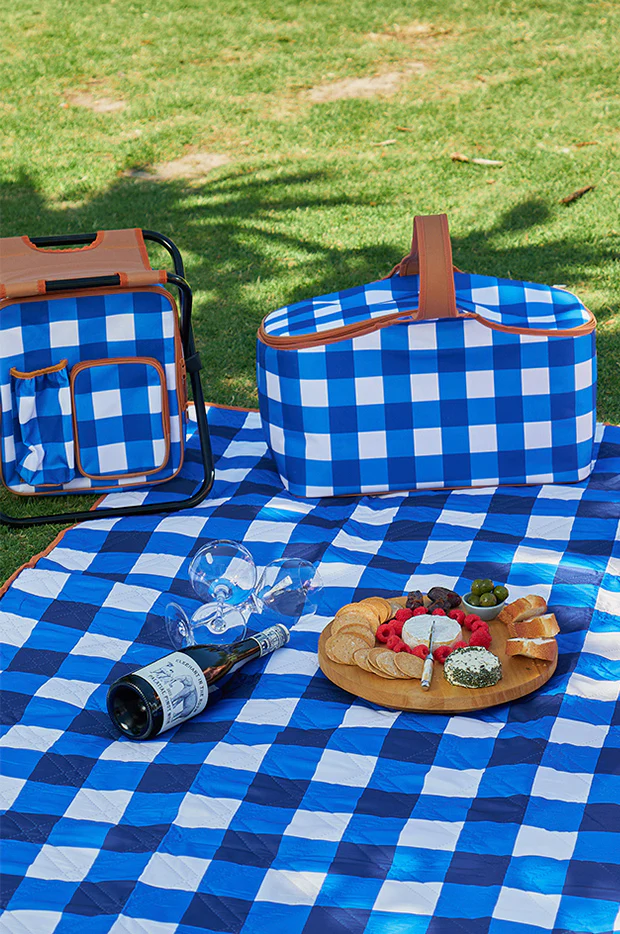 Cobalt Check Picnic Cooler Bag - Image 3