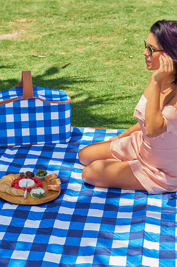 Cobalt Check Picnic Mat - Image 3