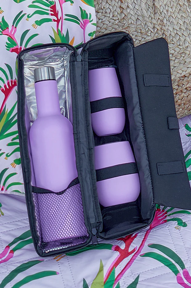 Navy Stripe Picnic Bottle Bag - Image 3