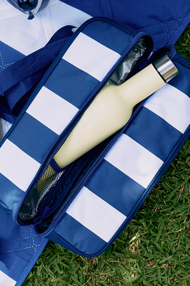 Navy Stripe Picnic Bottle Bag - Image 4