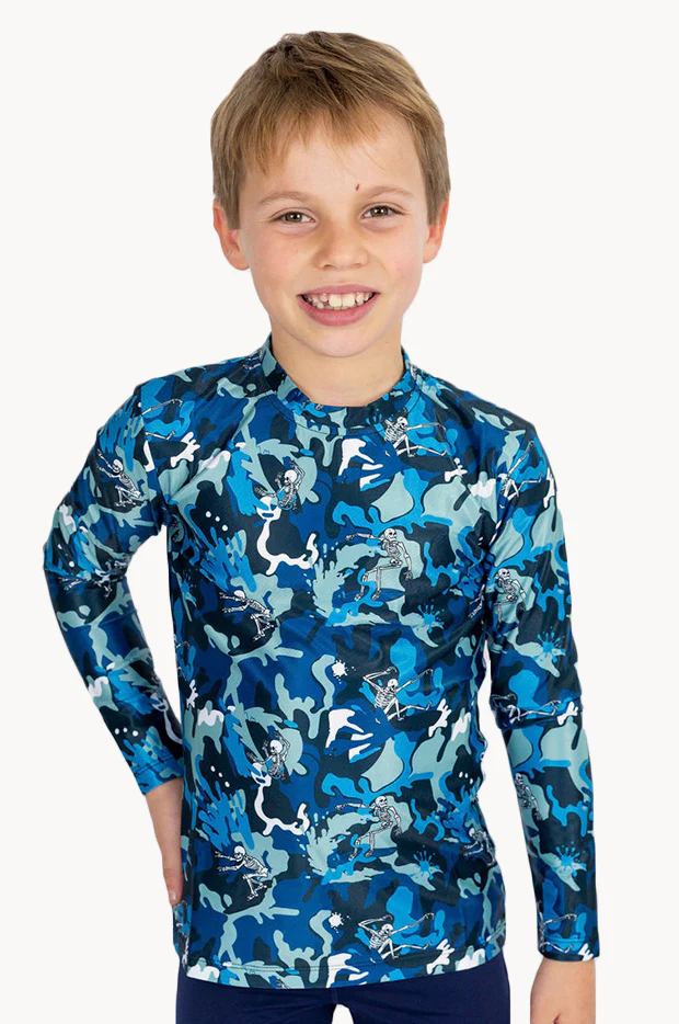 Boys Surfing Skeleton Suntop