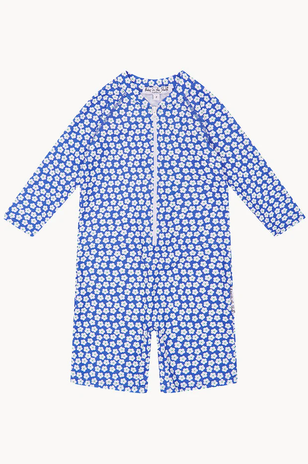 Girls Blue Daisy Sunsuit - Image 2