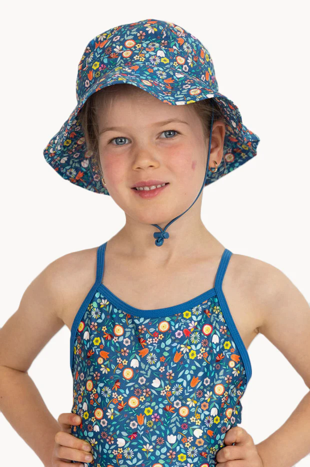 Girls Ditsy Blue Sunhat - Image 3