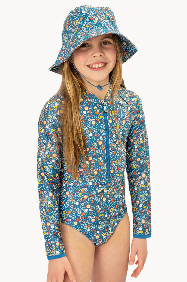 Girls Ditsy Blue Sunsuit