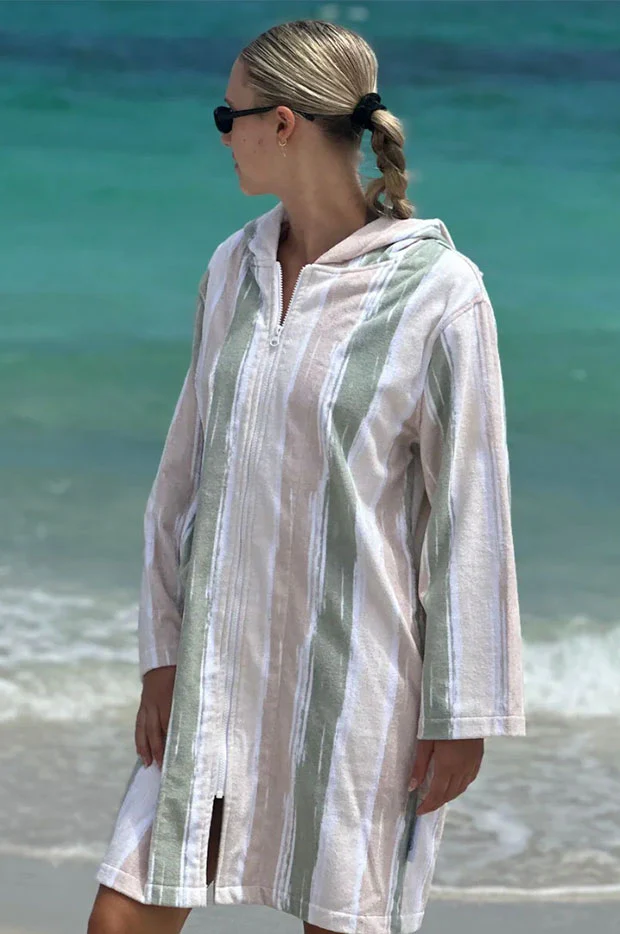 Island Sand Hooded Towelling Robe S/M - Image 5
