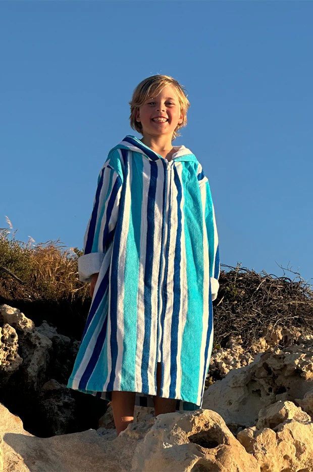 Kids Stripe Hooded Towelling Robe 7-11Y - Image 2