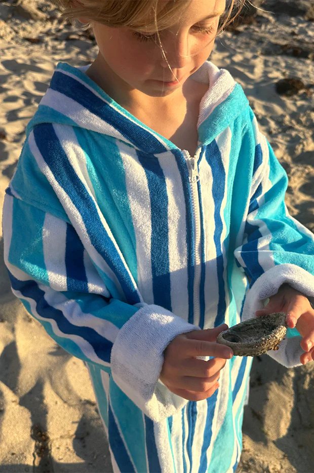 Kids Stripe Hooded Towelling Robe 7-11Y - Image 3