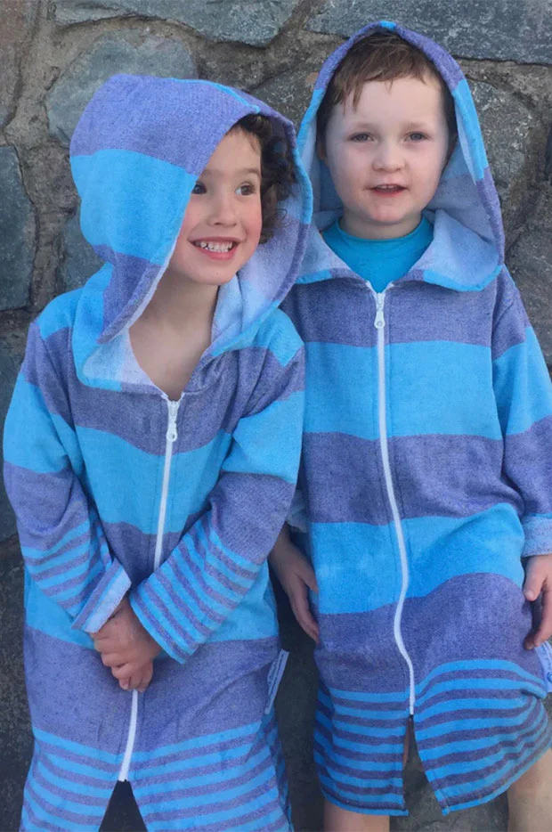 Kids Stripe Hooded Turkish Robe 3-5Y - Image 5