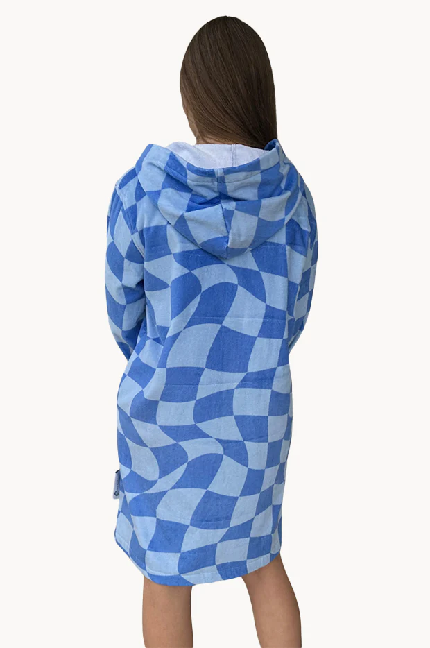 Tidal Checker Hooded Towelling Robe L/XL - Image 5