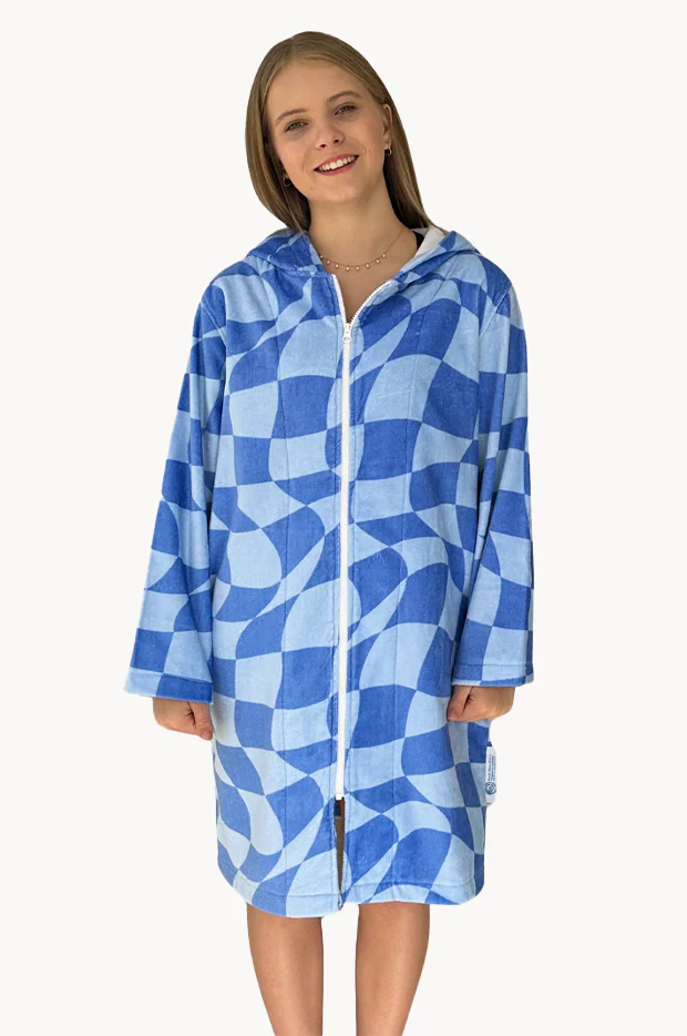 Tidal Checker Hooded Towelling Robe M/L - Image 2