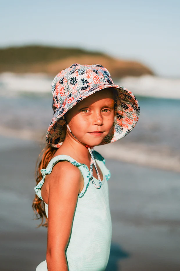 Girls Coral Ponytail Bucket Sunhat - Image 5