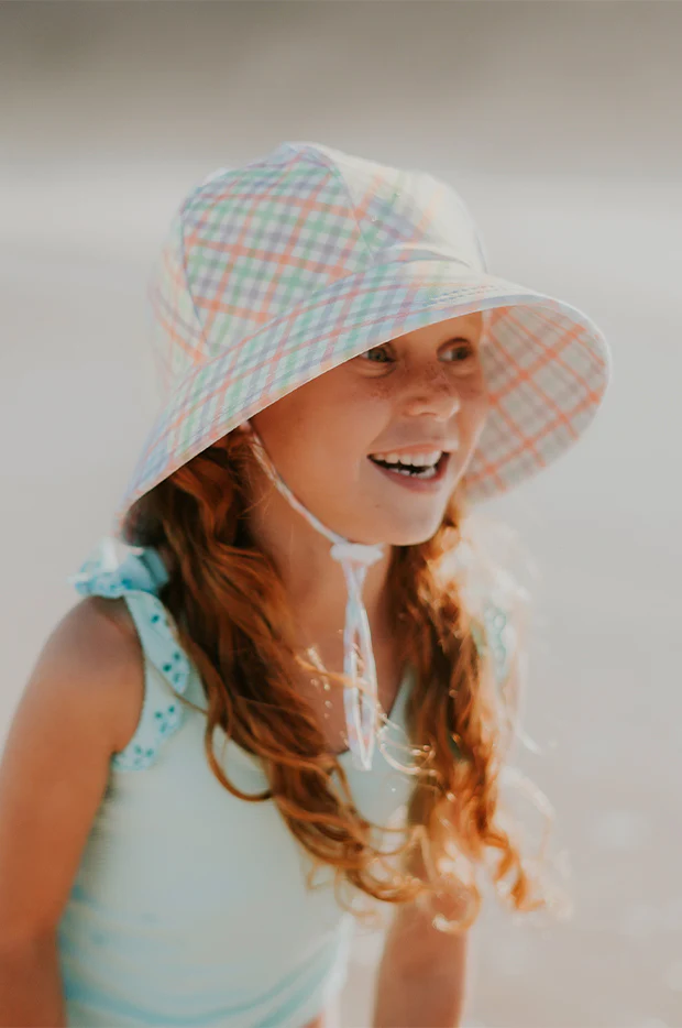 Girls Gingham Ponytail Bucket Sunhat - Image 4
