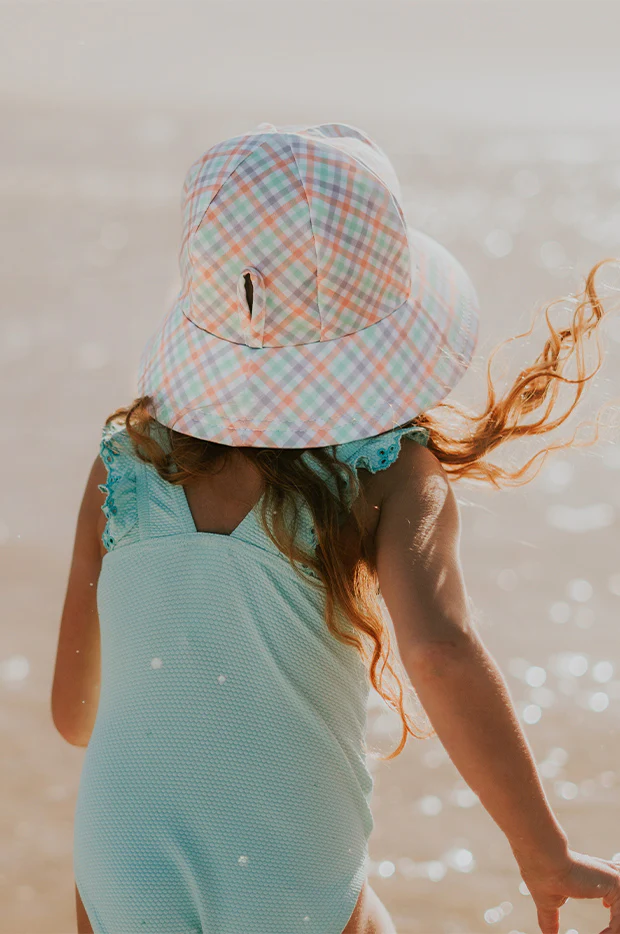Girls Gingham Ponytail Bucket Sunhat - Image 5