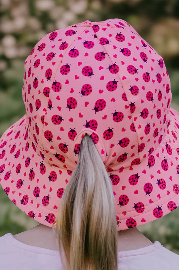 Girls Ladybug Ponytail Bucket Hat - Image 2