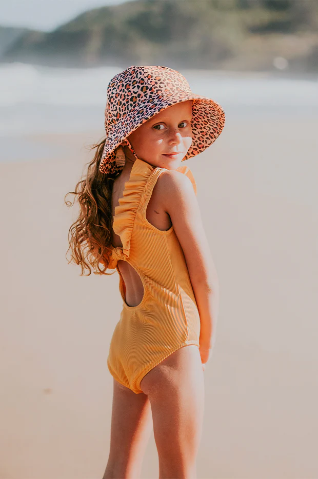Girls Leopard Ponytail Bucket Sunhat - Image 3