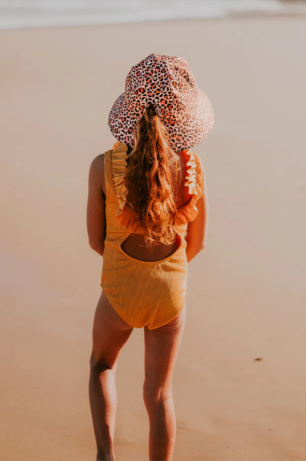 Girls Leopard Ponytail Bucket Sunhat - Image 4