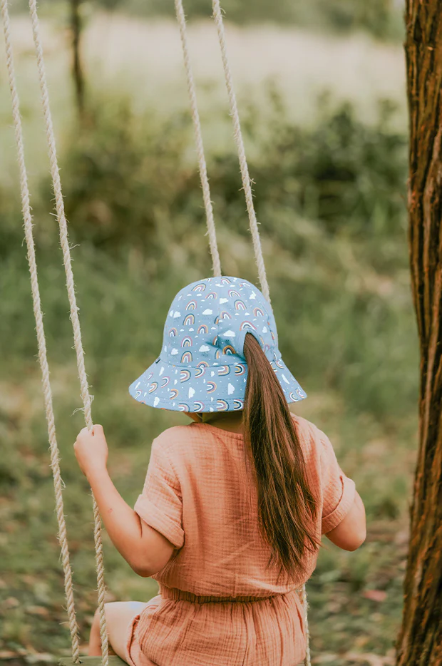Girls Rainbow Ponytail Bucket Hat - Image 4