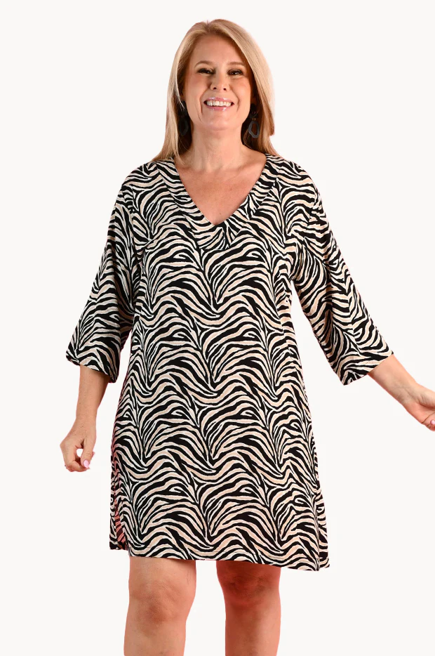 Midnight Safari V Neck Vicky Dress