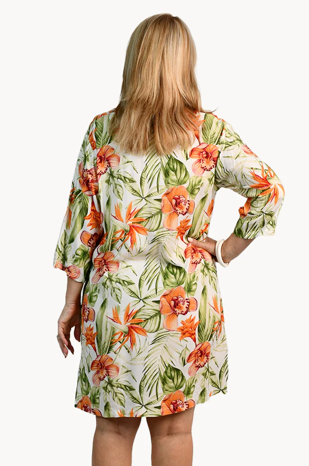 Orange Botanica V Neck Vicky Dress - Image 2