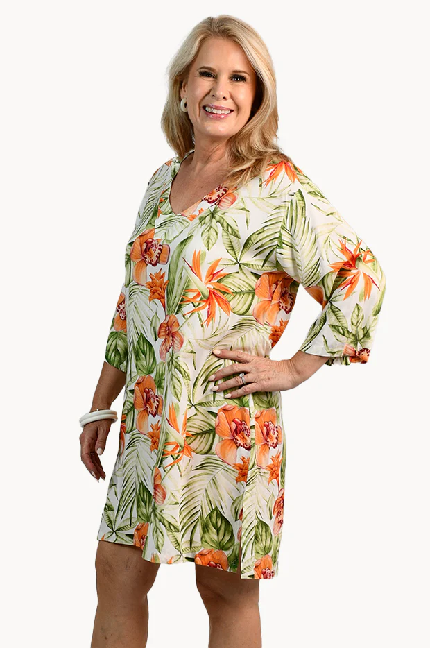 Orange Botanica V Neck Vicky Dress - Image 3
