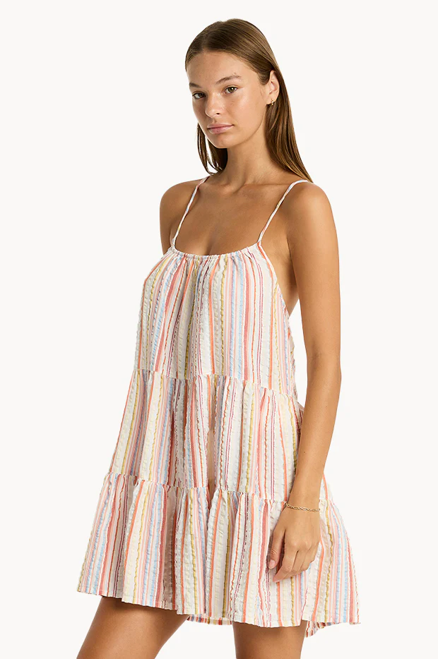 Boho Stripe Tie Back Short Sundress - Image 2