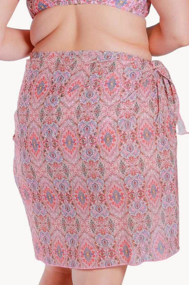 Amalfi Pink Mesh Long Sarong - Image 2