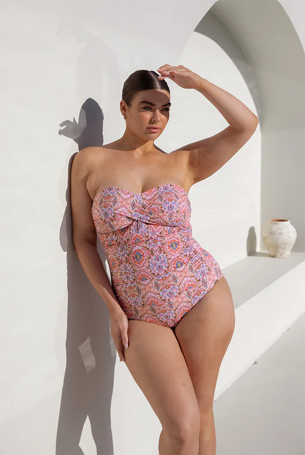 Amalfi Pink Twist Bandeau One Piece - Image 4