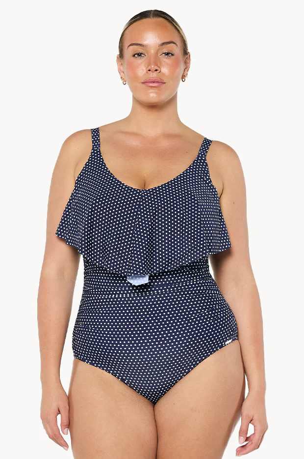 Dots Frill V Neck One Piece - Image 2