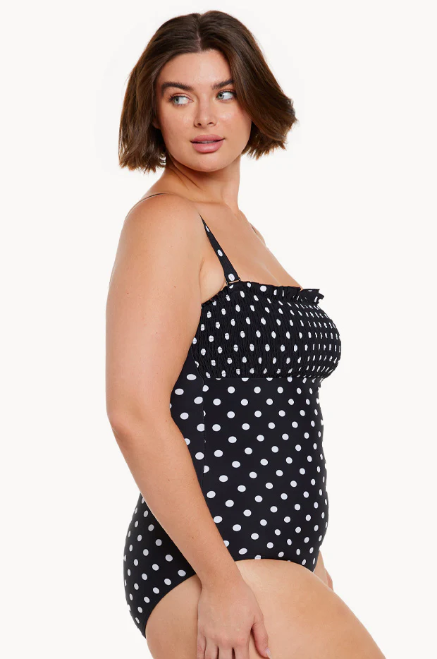 Dots Shirred Bandeau One Piece - Image 2