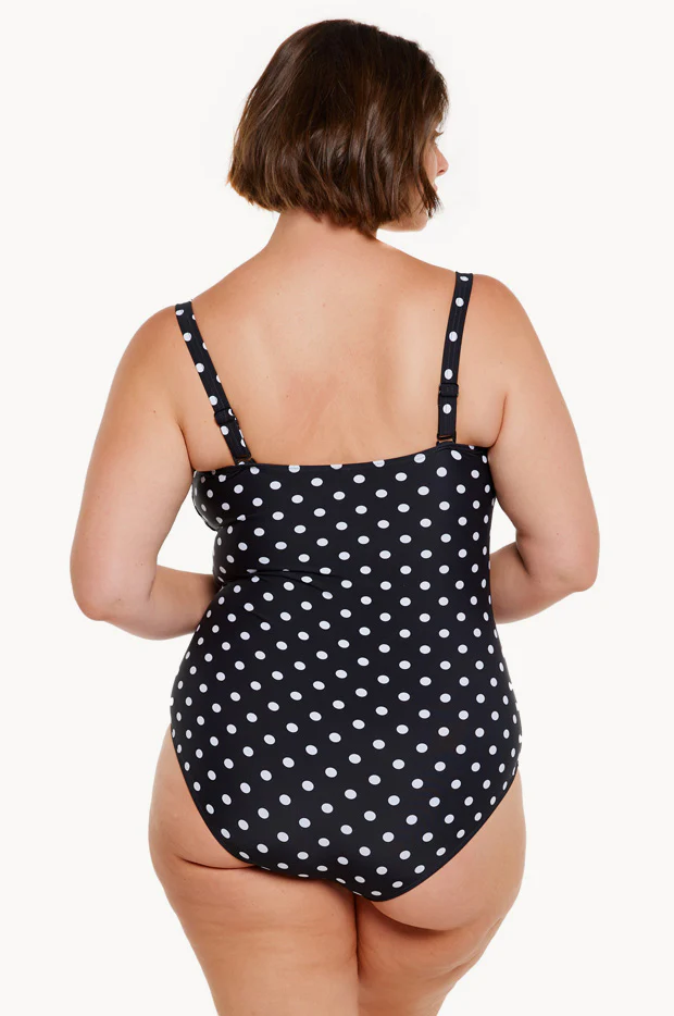 Dots Shirred Bandeau One Piece - Image 3