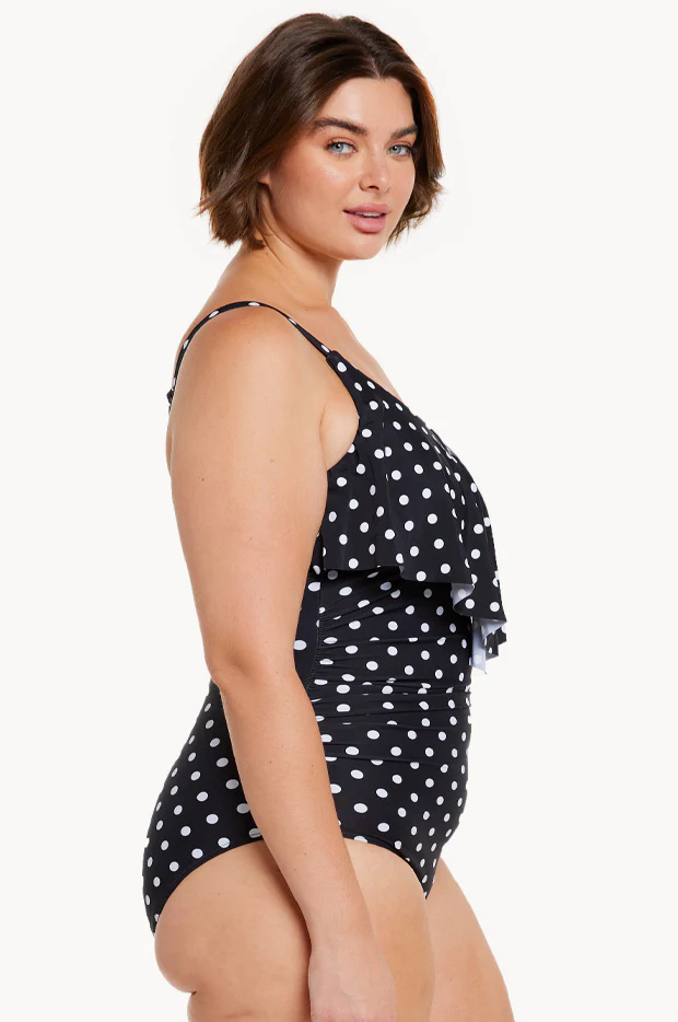 Dots V Neck Frill One Piece - Image 2