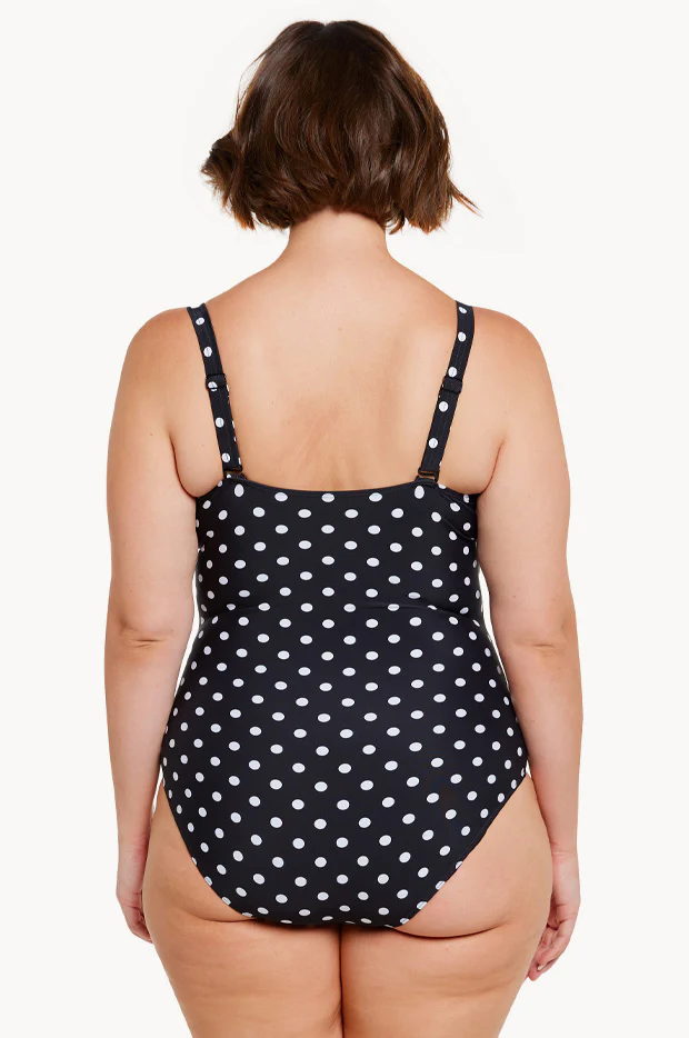 Dots V Neck Frill One Piece - Image 3