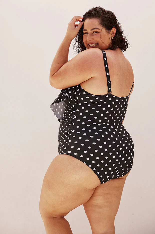 Dots V Neck Frill One Piece - Image 5