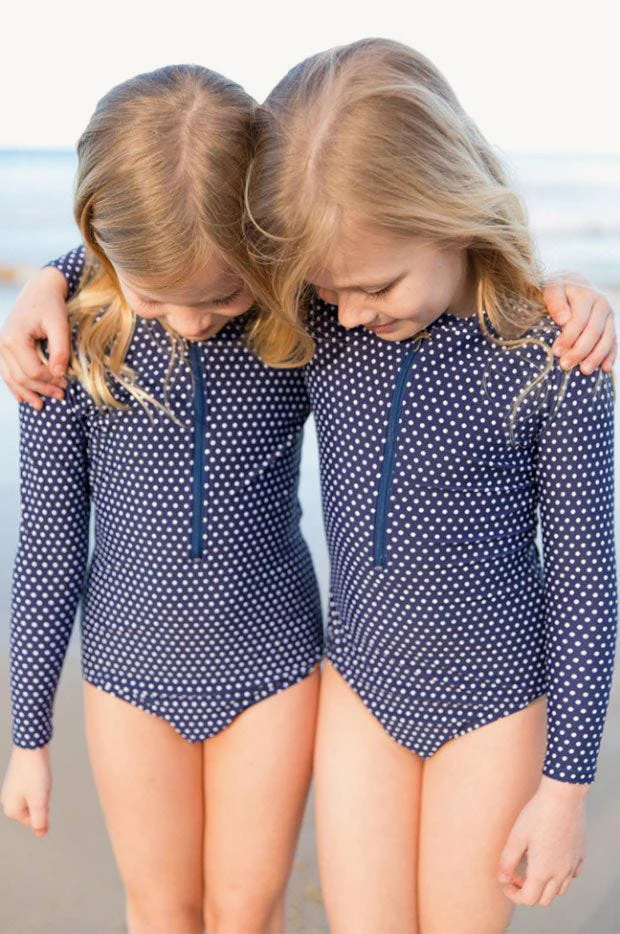 Girls Dots Long Sleeve Sunsuit - Image 2