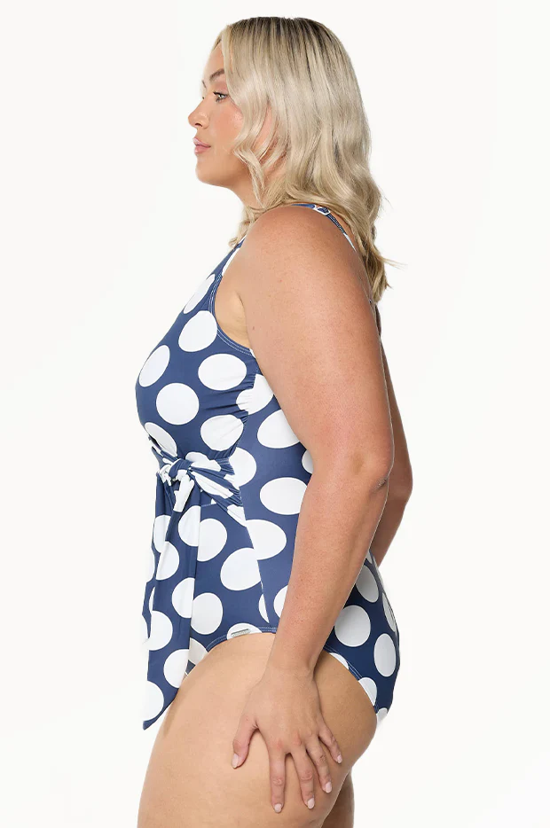 Large Polka Dot Tie Waist One Piece - Image 4