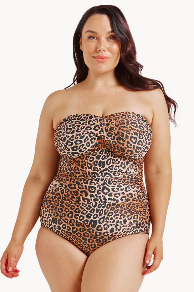 Leopard Twist Front Bandeau One Piece - Image 3