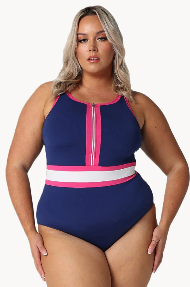 Luxe Sport Zip High Neck One Piece