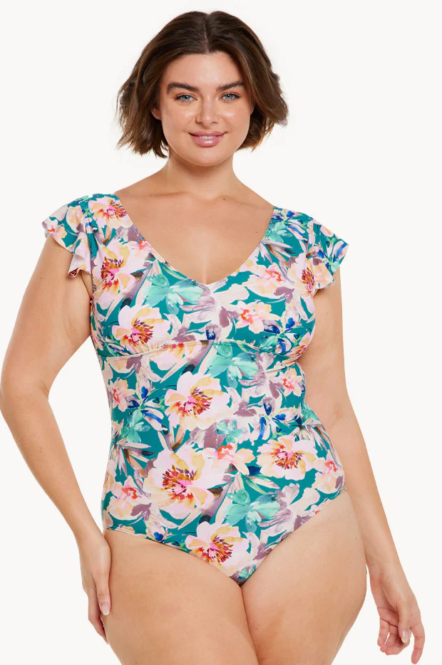 Maui Frill Sleeve V Neck One Piece