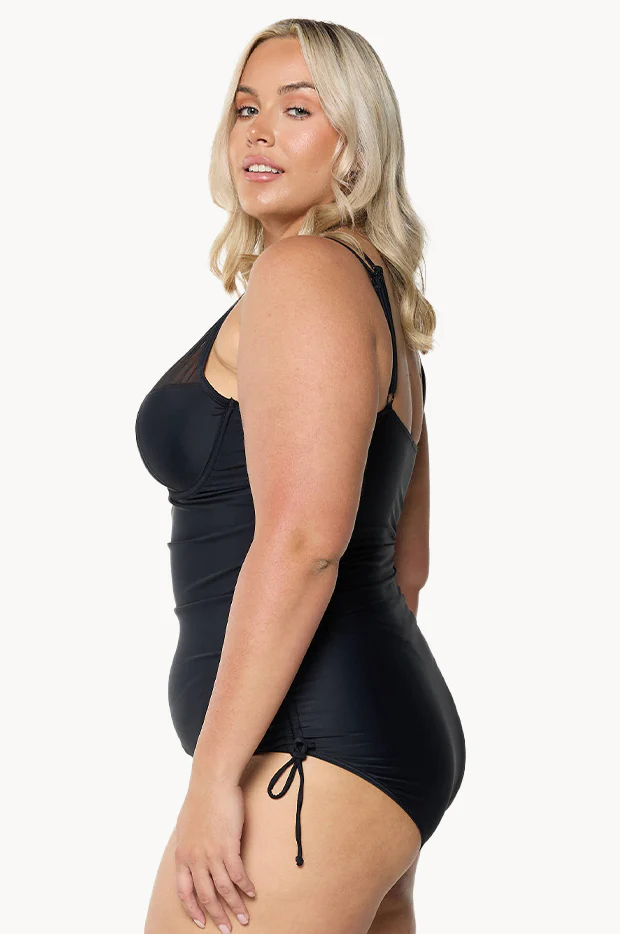 Mesh DD/E Cup Ruched Tie Side One Piece - Image 4