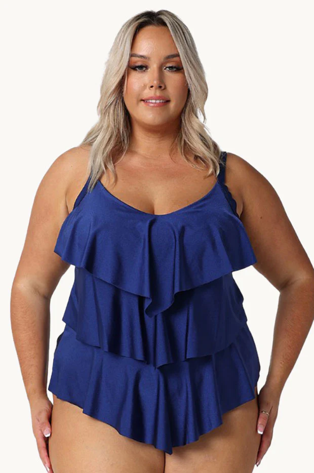 Metallic Tiered Frill Tankini Separate - Image 2