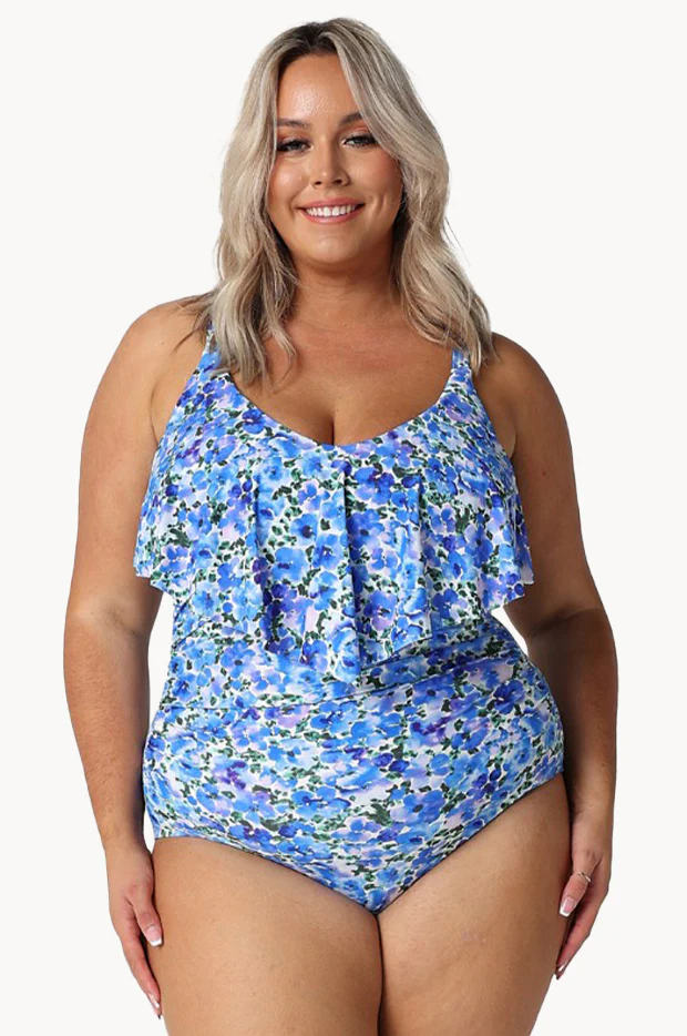 Pansy Long Frill V Neck One Piece - Image 2