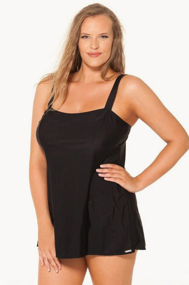 Plain Panelled Swim Dress - Image 4