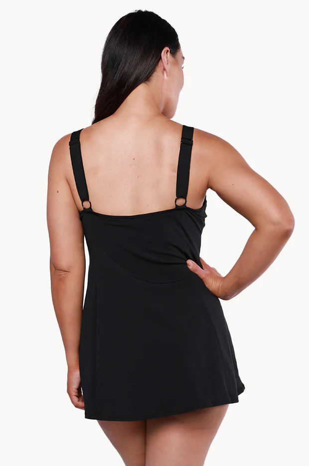 Plain Panelled Swim Dress + - Image 2