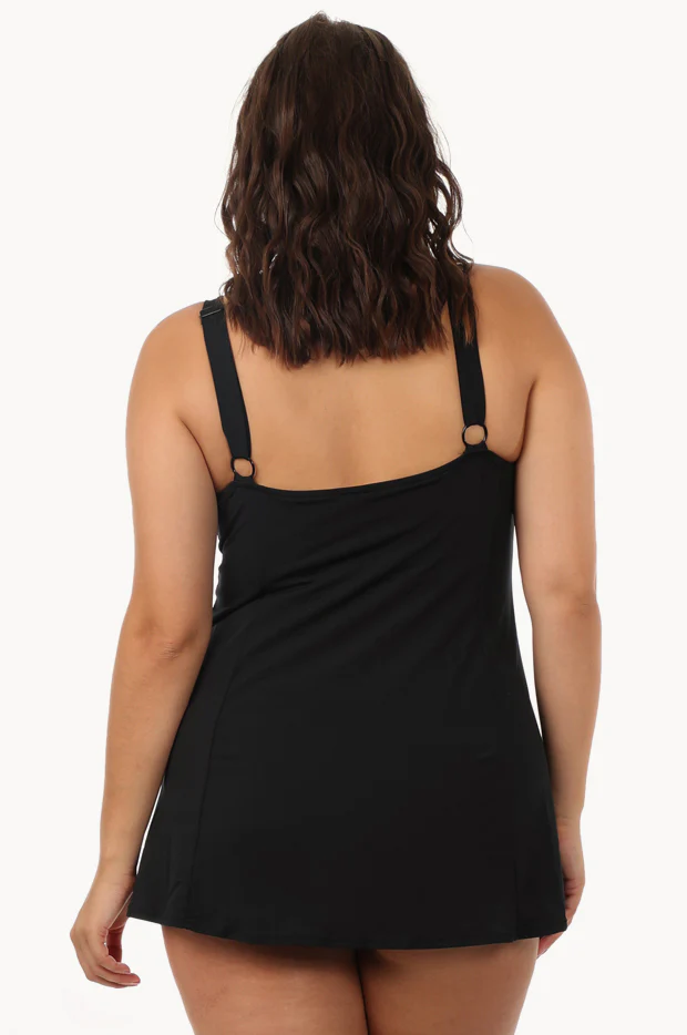 Plain Panelled Swim Dress + - Image 5
