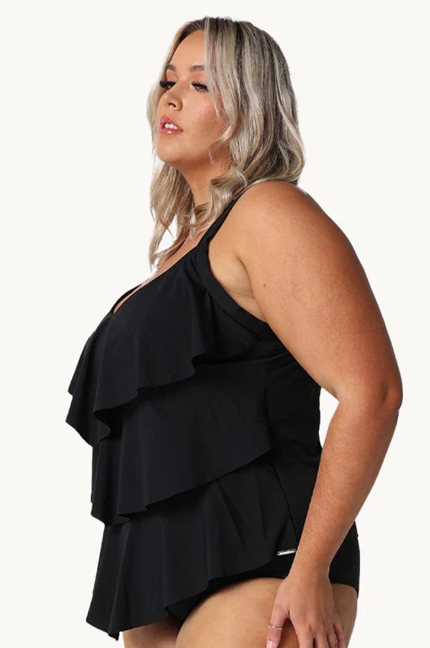 Plain Tiered Frill Tankini Separate - Image 3