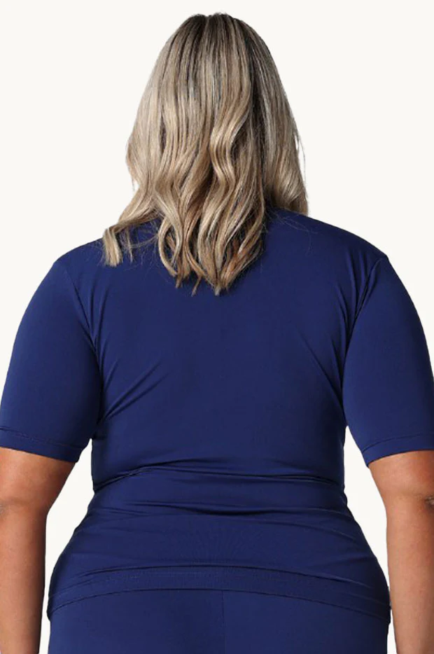 Plain Zip Front Short Sleeve Suntop - Image 3