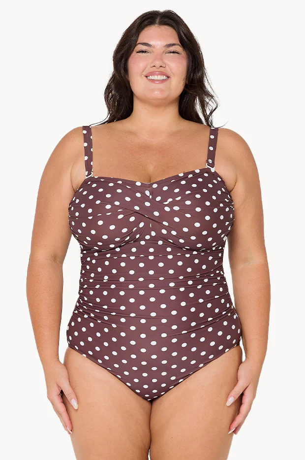 Polka Dot Twist Front Bandeau One Piece - Image 3