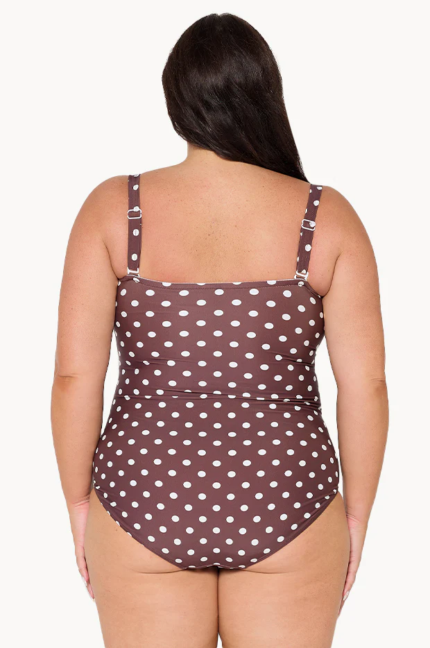 Polka Dot Twist Front Bandeau One Piece - Image 4