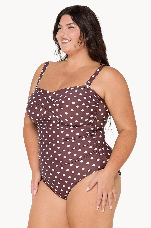 Polka Dot Twist Front Bandeau One Piece - Image 5